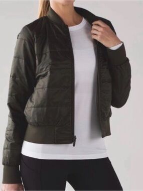 lululemon athletica Olive Quilted Bomber Jacket
